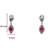 10K White Gold Ruby & 0.065cttw Diamond Earrings