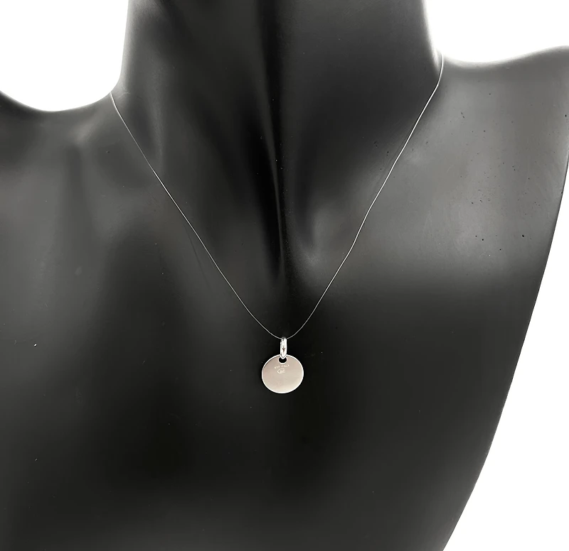 10K White Gold Charm Round Disc 13mm