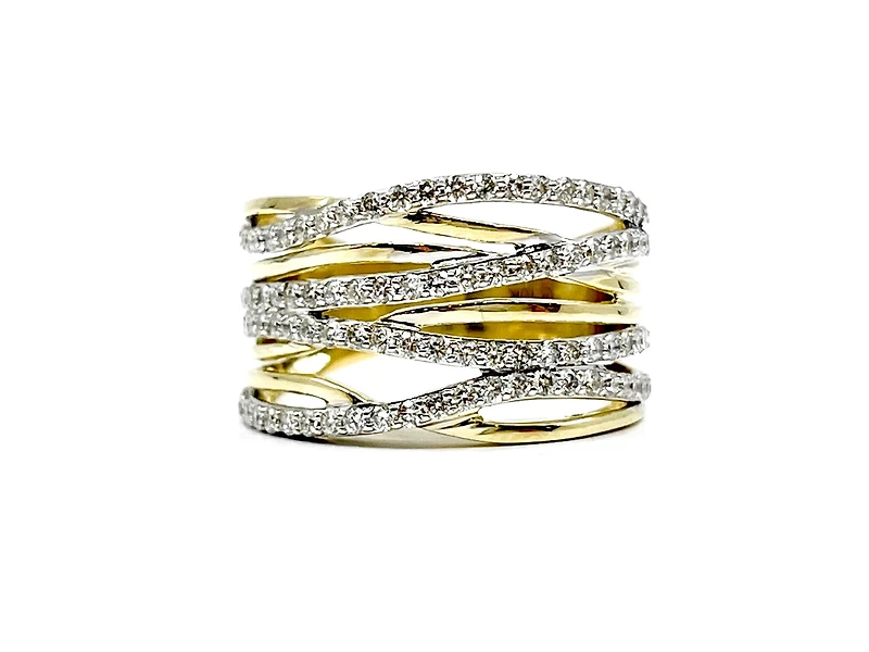 10K Two Tone Yellow and White Gold 1.00cttw Diamond Twist Ring - 4.5