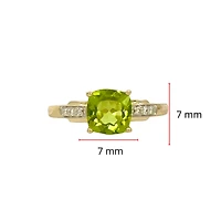 10K Yellow Gold 1.41cttw Peridot and 0.051cttw Diamond Ring - Size 7