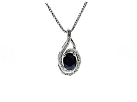 925 Sterling Silver Sapphire & Diamond Necklace