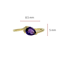 10K Yellow Gold Amethyst and Diamond Ring, size 6