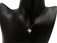 10K Rose Gold & White Gold 0.096cttw Canadian Diamond Heart Pendant, 18"