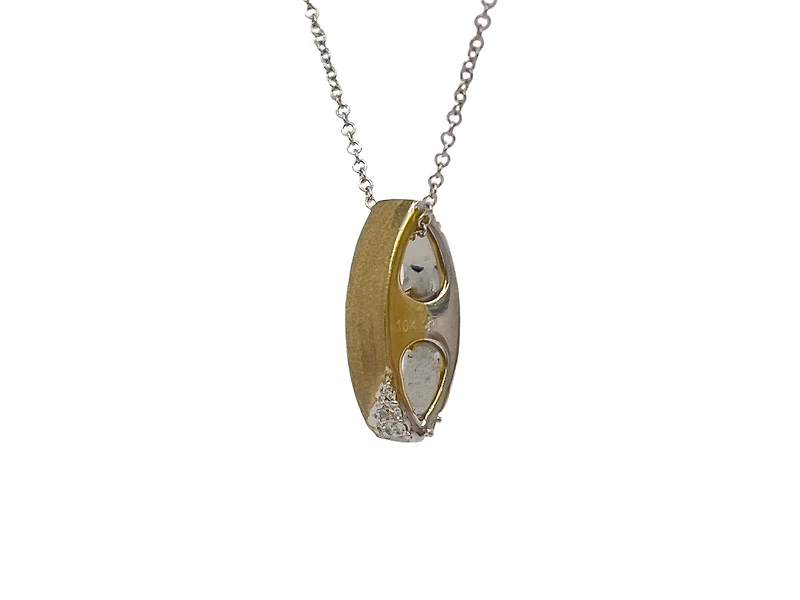 10K Two-Tone Reversible 0.08cttw Diamond Pendant, 18"