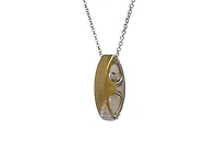 10K Two-Tone Reversible 0.08cttw Diamond Pendant, 18"