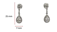 925 Sterling Silver 4mm x 6.5mm Pear Shaped Cubic Zirconia Drop Studs - 20mm x 6.5mm