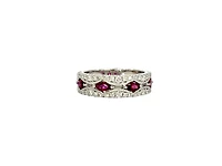 14K White Gold 0.65cttw Ruby and 0.58cttw Diamond Ring - Size 7