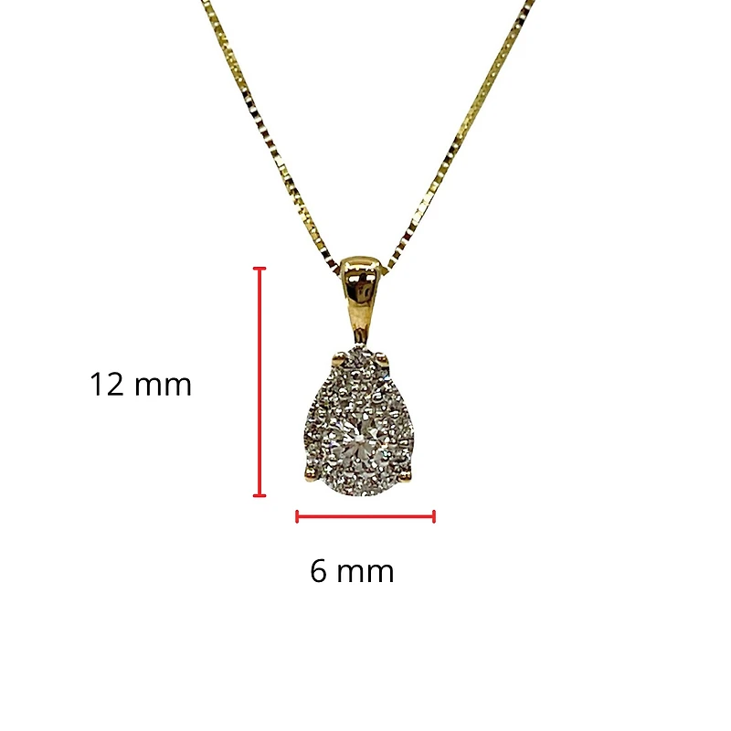 10K Two Tone Yellow and White Gold 0.222cttw Diamond Cluster Pear Shaped Necklace - 18 Inches