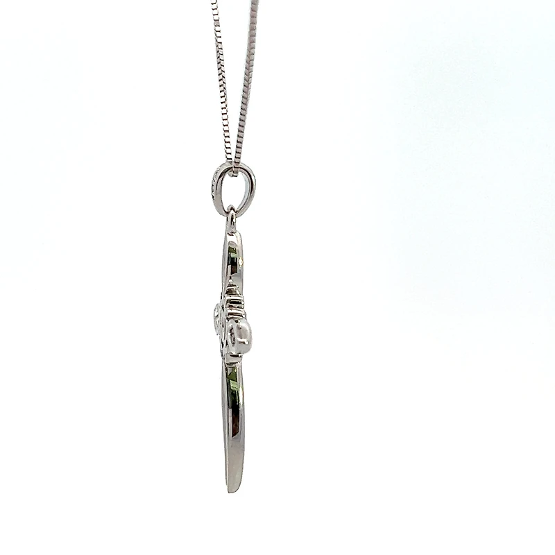 10K White Gold 0.05cttw Diamond Cross Necklace, 18"