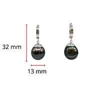 14K Gold Tahitian Pearl Dangle Earrings with Hoop Closure
