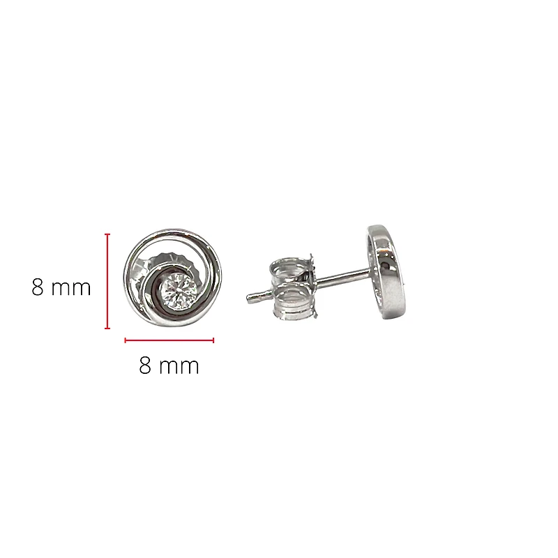 14K White Gold 0.128cttw Canadian Diamond Earring