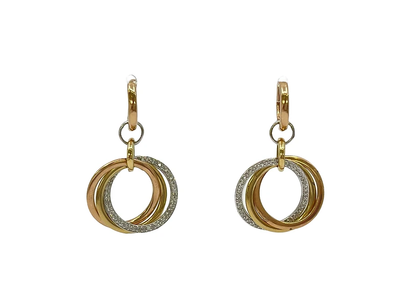 14K Tri Tone 0.32ctts Diamond Earrings