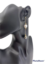 14K Yellow Gold South Sea and Tahitian Pearl Earrings with Butterfly Backs