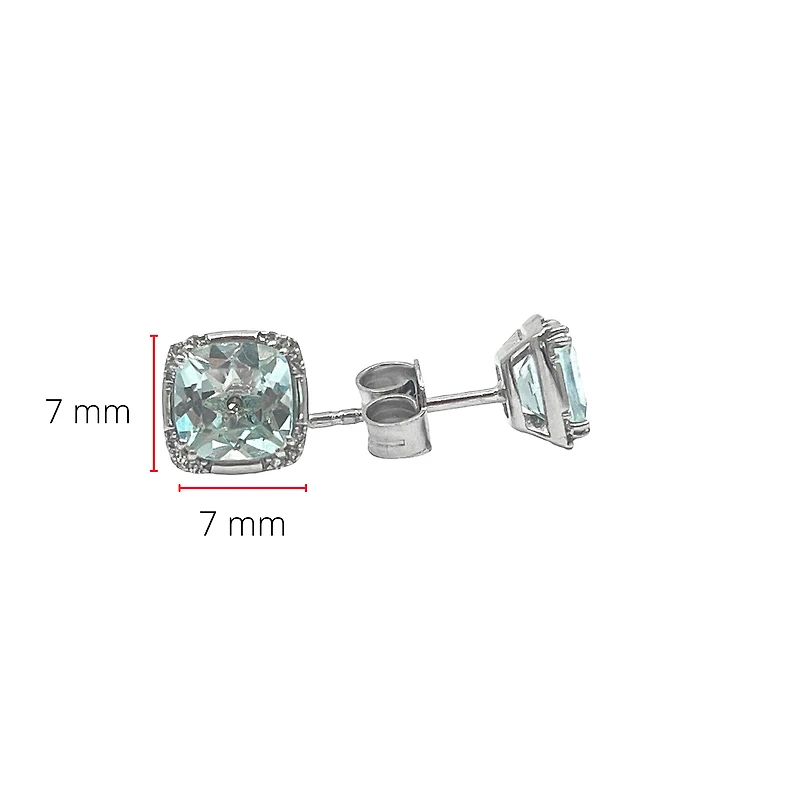 10K White Gold Aquamarine & 0.06cttw Diamond Earrings