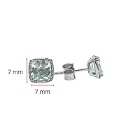 10K White Gold Aquamarine & 0.06cttw Diamond Earrings