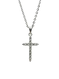 14K White Gold 0.58cttw Diamond Cross Pendant, 18"