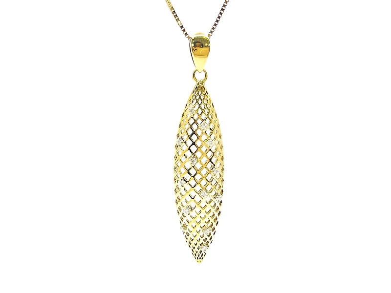 10K Yellow Gold 0.10cttw Diamond Pendant, 18"