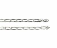 925 Sterling Silver 7.75mm Platinum Plated Six Sided Diamond Cut Paper Clip Chain - 22 Inches