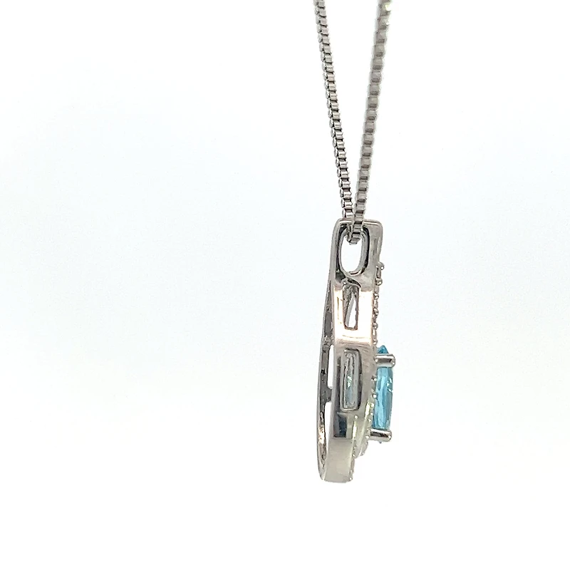 925 Sterling Silver Blue Topaz & Diamond Necklace