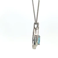 925 Sterling Silver Blue Topaz & Diamond Necklace