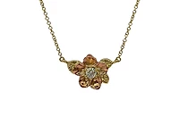 14K Rose and Yellow Gold Alberta Wild Rose 0.14cttw Canadian Diamond Necklace - 18"