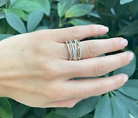 10K Two Tone Yellow and White Gold 1.00cttw Diamond Twist Ring - 4.5