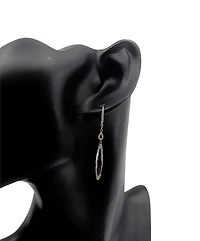 14K White Gold 4.03cttw White Topaz and 0.12cttw Diamond Dangle Earrings