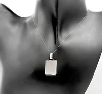 10K White Gold Engraveable Bevelled Edge Rectangular Charm - 20mm x 10mm