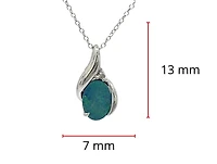 10K White Gold 5mm x 7mm Australian Opal Doublet and 0.01cttw Diamond Necklace - 18 Inches