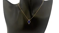 14K Yellow Gold 0.63cttw Lapis Lazuli and 0.09cttw Diamond Necklace, 18"