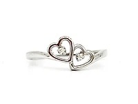 10K White Gold 0.01cttw Round Cut Diamond Ring, size 5.75 - 4.5