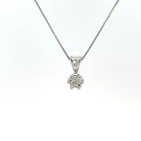 10K White Gold 0.05 cttw Diamond Solitaire Pendant, 18"
