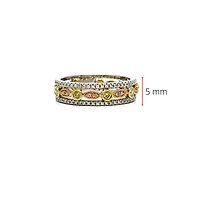 14K White Gold 0.31cttw Yellow, Pink and White Diamond Ring - Size 6.5