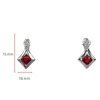 10K White Gold Garnet Stud Earrings
