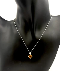 10K White Gold Citrine and Diamond Necklace, 18"