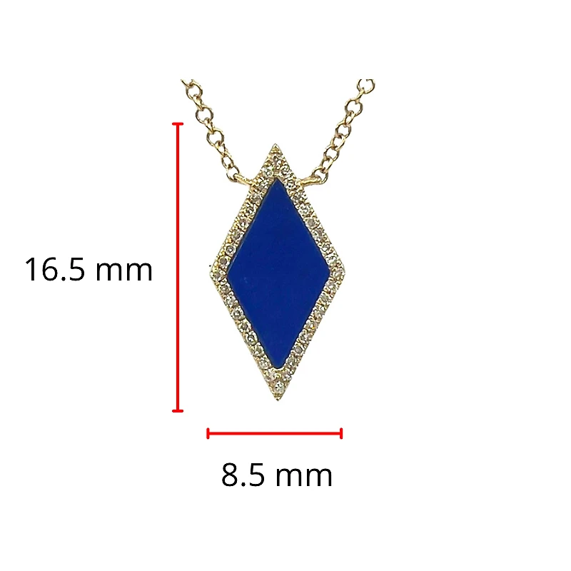 14K Yellow Gold 0.63cttw Lapis Lazuli and 0.09cttw Diamond Necklace, 18"