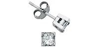 14K White Gold 0.77cttw Princess Cut Canadian Diamond Earrings with Butterfly Backs