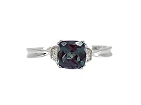 10K Gold 1.00cttw Created Alexandrite and 0.02cttw Diamond Ring
