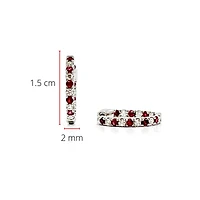 14K White Gold 0.39cttw Genuine Rubies and 0.25cttw Diamond Earrings - 15mm