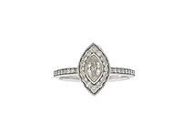 10K White Gold 0.18cttw Marquise Cut Diamond Halo Engagement Ring - / 4.5