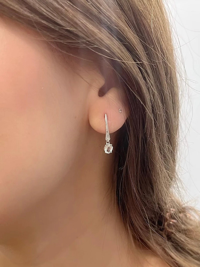 10K White Gold 0.64cttw Aquamarines & 0.012cttw Diamond Dangle / Drop Earrings