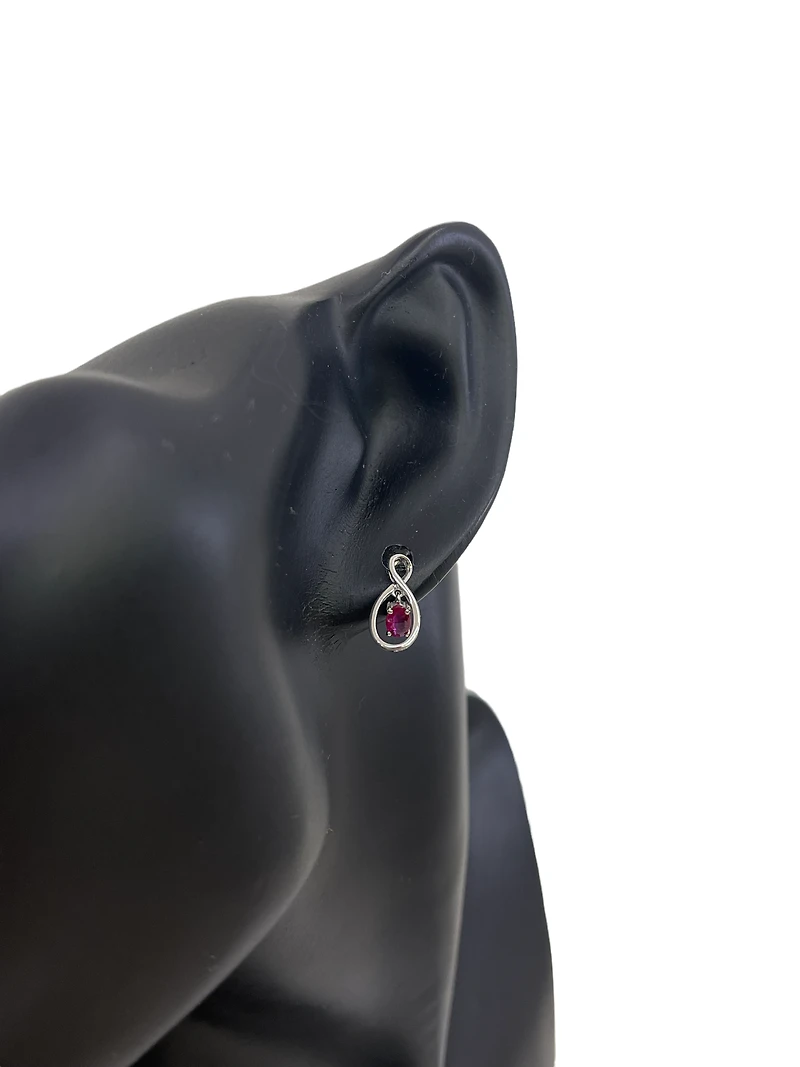 10K White Gold Oval Shape Ruby Stud Earrings