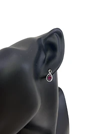 10K White Gold Oval Shape Ruby Stud Earrings