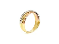 10K Tri - Tone White, Yellow & Rose Gold 0.15cttw Diamond Ring, size 6.5