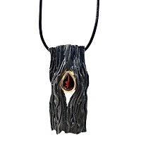 Silver and 18K Yellow Gold Plated Garnet Pendant, 18"