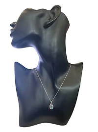 925 Sterling Silver Blue Topaz & Diamond Necklace