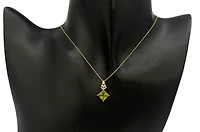 10K Yellow Gold 7mm Princess Cut Peridot and Diamond Pendant