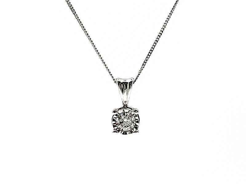 10K Gold 0.07cttw 4 Claw Illusion Setting Diamond Pendant