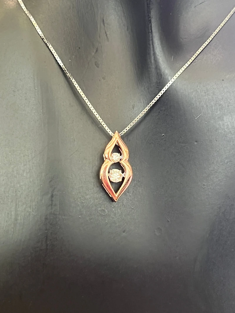 10K White and Rose Gold 0.20 cttw  Diamond  Pulse Pendant, 18"
