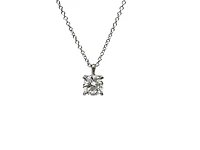14K White Gold Lab Grown 1.01cttw Round Brilliant Cut Diamond Claw Set Pendant